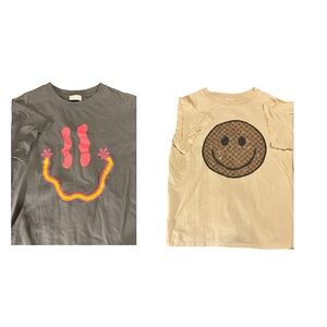 Two Women’s Graphic T-Shirts - Gray and Tan PINK LILLY